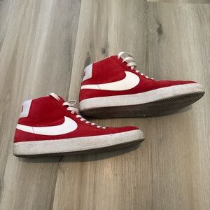 Nike Kids Red and White High-Top Sneakers